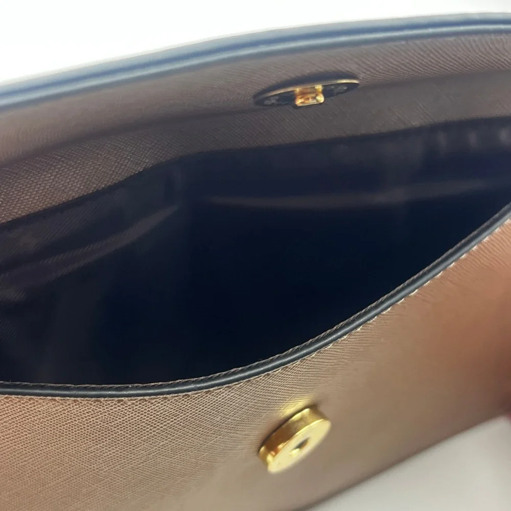 Lovevook Metallic Bronze Saffiano Vegan Leather Wristlet Clutch Bag Gold Tone